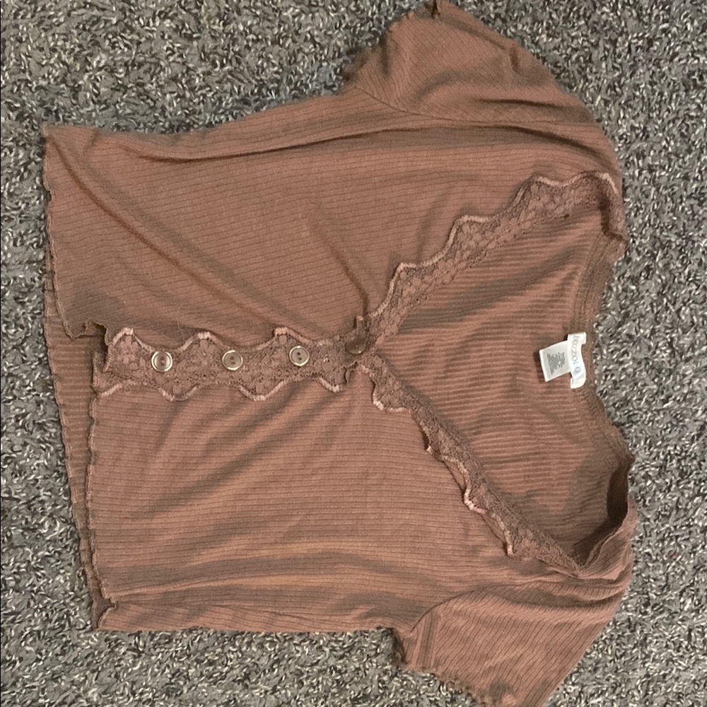 Bozzolo Pink Ruffled Short Sleeve Blouse